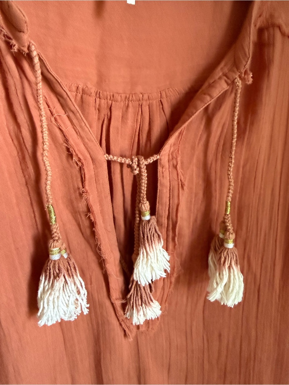 Free People Rust Tassel Tunic with pockets. Breezy and comfortable. XS. EUC. - Picture 4 of 8